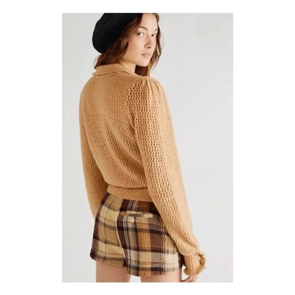 Free People Care FP Snowdrift Pullover Sweater in Camel Heather Size small new - Picture 2 of 13